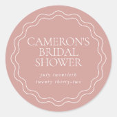 Altrosa | Wavy Scallop Border Brautparty Runder Aufkleber (Vorderseite)