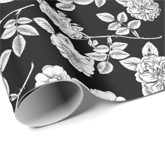 Altschwarz | White Florals DIY Background Geschenkpapier (Rolleneckpunkt)