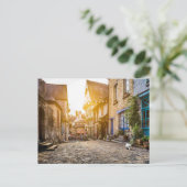 Altstadt Europas bei Sonnenuntergang Postkarte (Stehend Vorderseite)