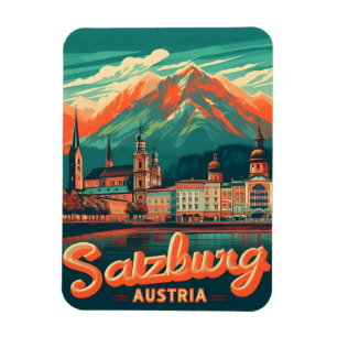 Altstadt Österreich Hauptstadt Salzburg Skyline Magnet