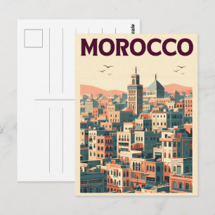 Altstadt-Skyline von Marrakesch mit Moschee-Gesche Postkarte