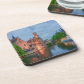 Altstadt und Belfischer Turm am Abend in Brügge Getränkeuntersetzer (Linke Seite)