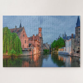 Altstadt und Belfischer Turm am Abend in Brügge Puzzle
