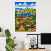 Altstadt von Aztec | AI Art Poster (Heimbüro)