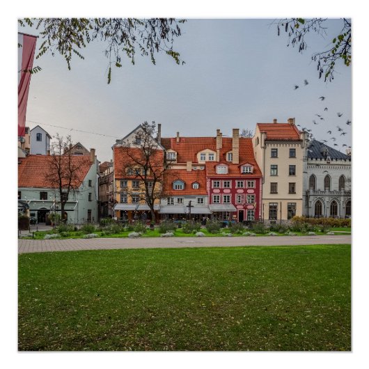 Altstadt von Riga im Herbst Poster (Vorderseite)