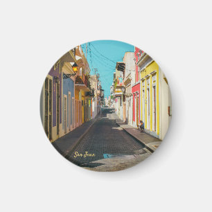 Altstadt von San Juan Kopfsteinpflaster-Straßenfot Magnet