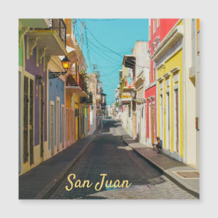Altstadt von San Juan Kopfsteinpflaster-Straßenfot Magnetkarte