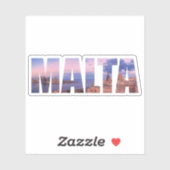 Altstadt von Valletta und Hafen Malta Text Aufkleber (Blatt)