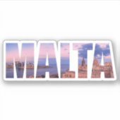 Altstadt von Valletta und Hafen Malta Text Aufkleber (Vorderseite)