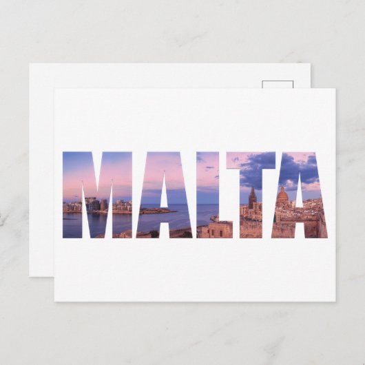 Altstadt von Valletta und Hafen Malta Text Postkarte (Vorne/Hinten)