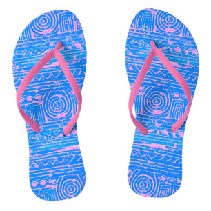 Altsumerisches mesopotamisches Muster Rosa Blau Badesandalen