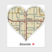 Altus OK Retro Map Aufkleber (Blatt)