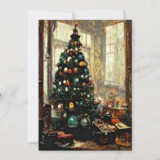 Altviktorianischer Weihnachtsbaum Feiertagskarte