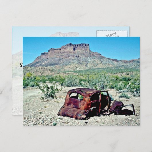 Altwagen vor dem Butte Postkarte (Vorne/Hinten)