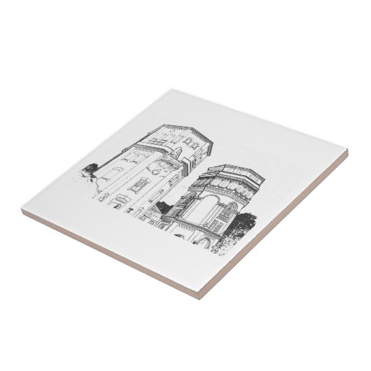 Altwasserturm Architekturskizze Fliese (Seite)