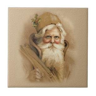 Altweltlicher Weihnachtsmann in Braun Fliese