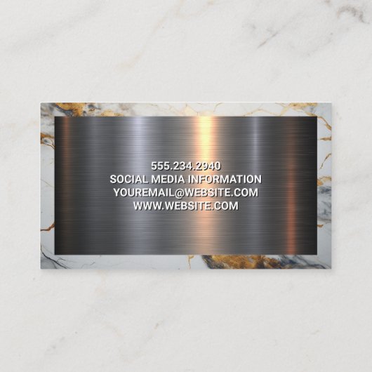 Aluminium-Aluminium-Bürste | Goldmarmor Visitenkarte (Rückseite)