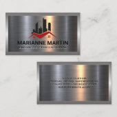 Aluminium-Aluminium-Bürste | Real Anwesen Logo Visitenkarte (Vorne/Hinten)