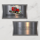 Aluminium-Aluminium-Bürste | Red Semi Truck Visitenkarte (Vorne/Hinten)