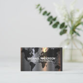 Aluminium-Aluminium-Bürste | Weltkarte Visitenkarte (Stehend Vorderseite)