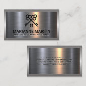 Aluminium-Aluminium-Bürste | Zuhause-Tasten-Logo Visitenkarte (Vorne/Hinten)