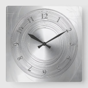 Aluminium-Look Quadratische Wanduhr
