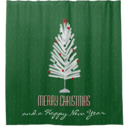 Aluminium Weihnachtsbaum grün Duschvorhang