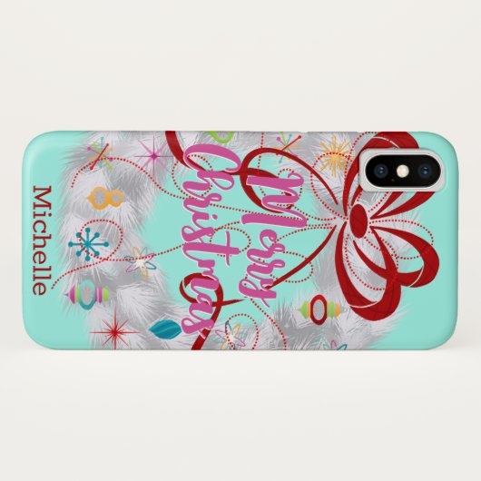 Aluminium Wreath Retro Weihnachten Case-Mate iPhone Hülle (Rückseite (Horizontal))