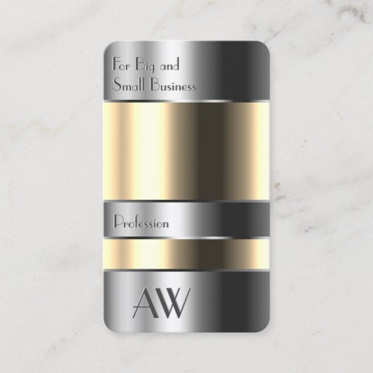 Aluminiumbox mit Beige Stoffe Silberbriefe Visitenkarte (Vorderseite)