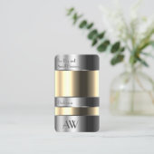 Aluminiumbox mit Beige Stoffe Silberbriefe Visitenkarte (Stehend Vorderseite)