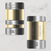 Aluminiumbox mit Beige Stoffe Silberbriefe Visitenkarte (Vorne/Hinten)