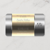 Aluminiumbox mit Beige Stoffe Silberbriefe Visitenkarte (Rückseite)