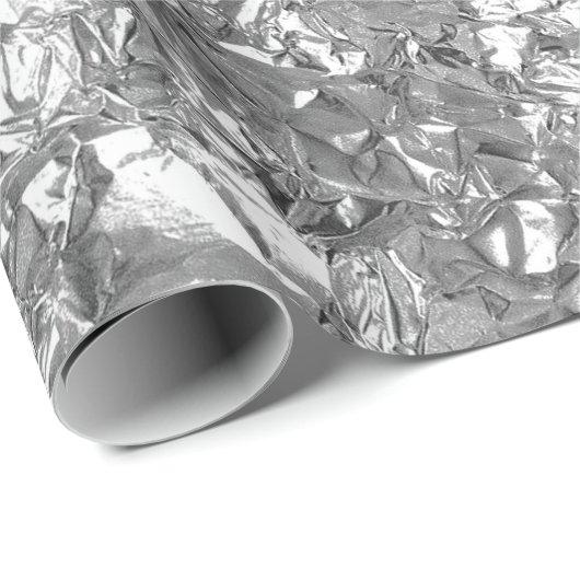 Aluminiumfolie Silbergraue Metallik gefälscht Geschenkpapier (Rolleneckpunkt)