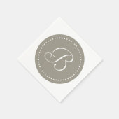 Aluminiumsilber, grau/weiß, Dot Monogramm Serviette (Ecke)