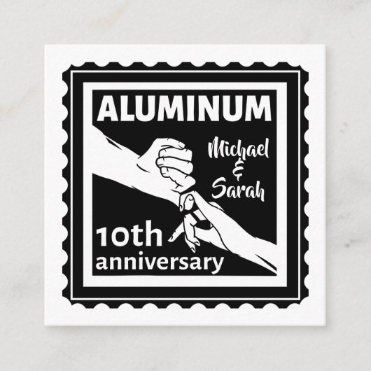 ALUMINUM Traditionelles 10-jähriges Hochzeitsstipe Begleitkarte (Vorderseite)