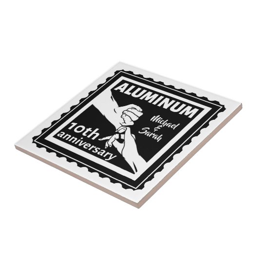 ALUMINUM Traditionelles 10-jähriges Hochzeitsstipe Fliese (Seite)