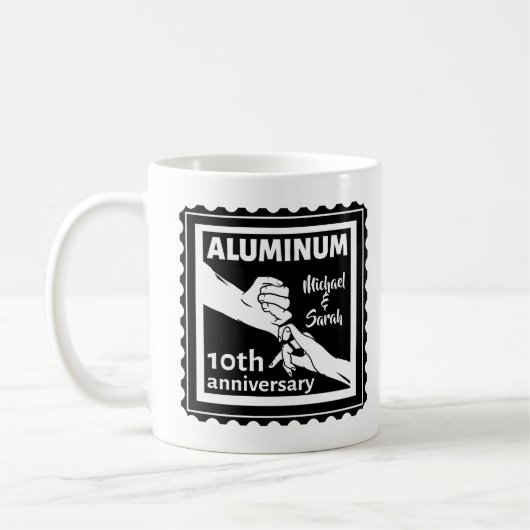 ALUMINUM Traditionelles 10-jähriges Hochzeitsstipe Kaffeetasse (Links)