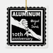 ALUMINUM Traditionelles 10-jähriges Hochzeitsstipe Keramikornament (Rückseite)