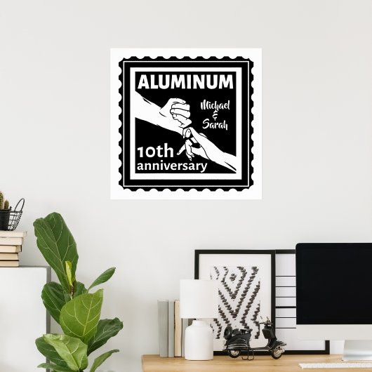 ALUMINUM Traditionelles 10-jähriges Hochzeitsstipe Poster (Heimbüro)