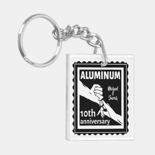 ALUMINUM Traditionelles 10-jähriges Hochzeitsstipe Schlüsselanhänger (Vorderseite links)
