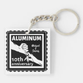 ALUMINUM Traditionelles 10-jähriges Hochzeitsstipe Schlüsselanhänger (Rückseite)