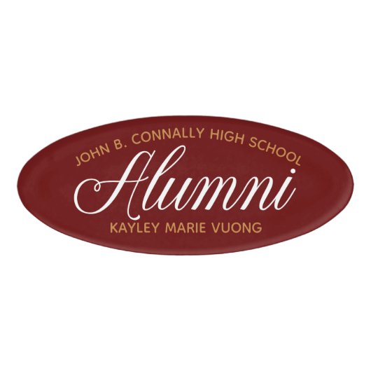 Alumni Maroon Gold High School Wiedersehen Custom Namenschild (Vorderseite)