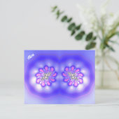 ALVA ~ 3D-Fraktal Design ~ Rosa Blau Postkarte (Stehend Vorderseite)