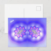 ALVA ~ 3D-Fraktal Design ~ Rosa Blau Postkarte (Vorne/Hinten)