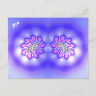 ALVA ~ 3D-Fraktal Design ~ Rosa Blau Postkarte