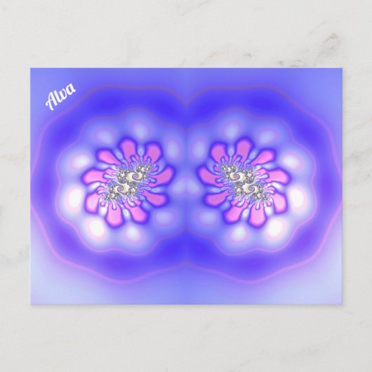 ALVA ~ 3D-Fraktal Design ~ Rosa Blau Postkarte (Vorderseite)