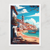 Alvor Portugal Vintage-Illustration Postkarte (Vorderseite)