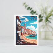 Alvor Portugal Vintage-Illustration Postkarte (Stehend Vorderseite)