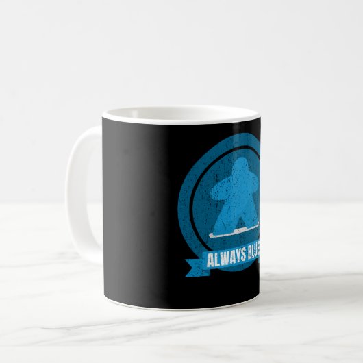 Always Blue Meeple Design Kaffeetasse (Vorderseite Links)