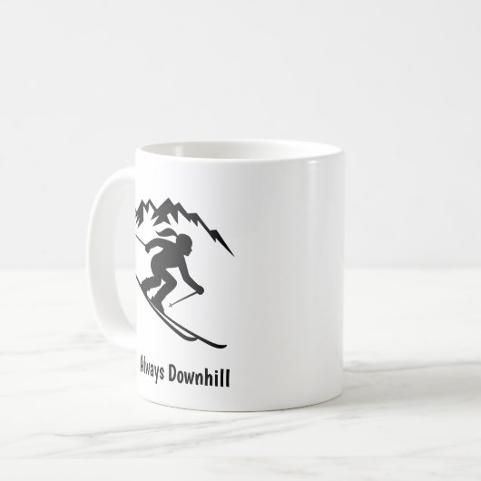 "Always Downhill" Kaffeetasse (Vorderseite Links)